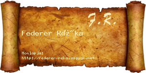 Federer Réka névjegykártya
